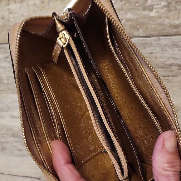 Michael Kors Gold Shimmer 3/4 Zip Wallet - Picture 8 of 13